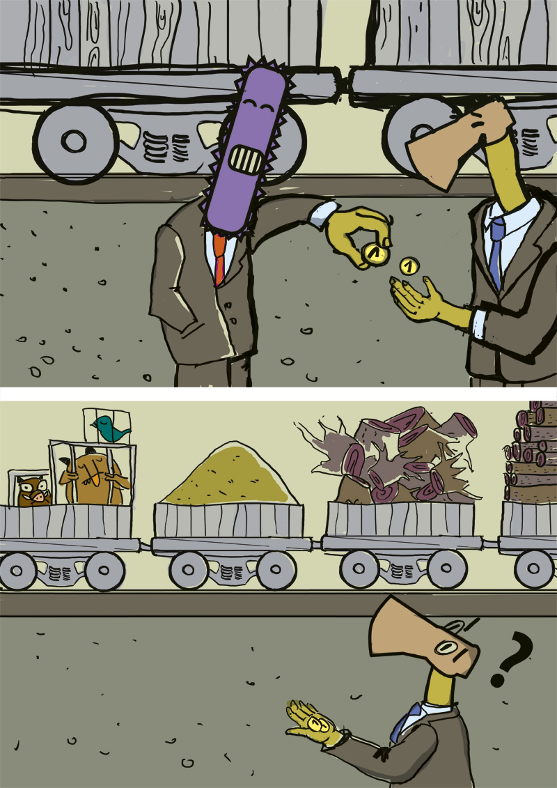 Comic about Forest, Chainsaw pays what he is due