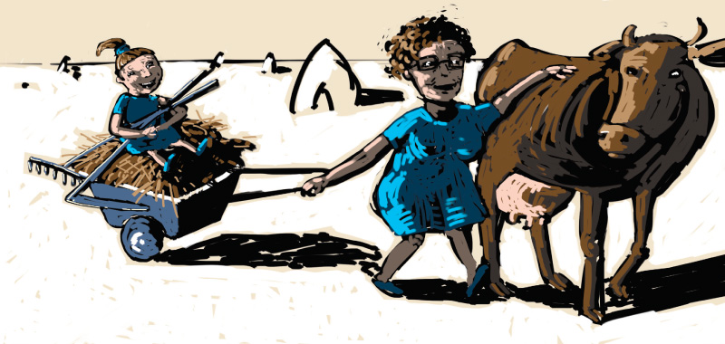 Comic story about country side, Fun ride home after hard job