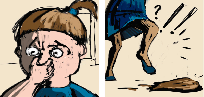 Comic story about country side, stinky poo